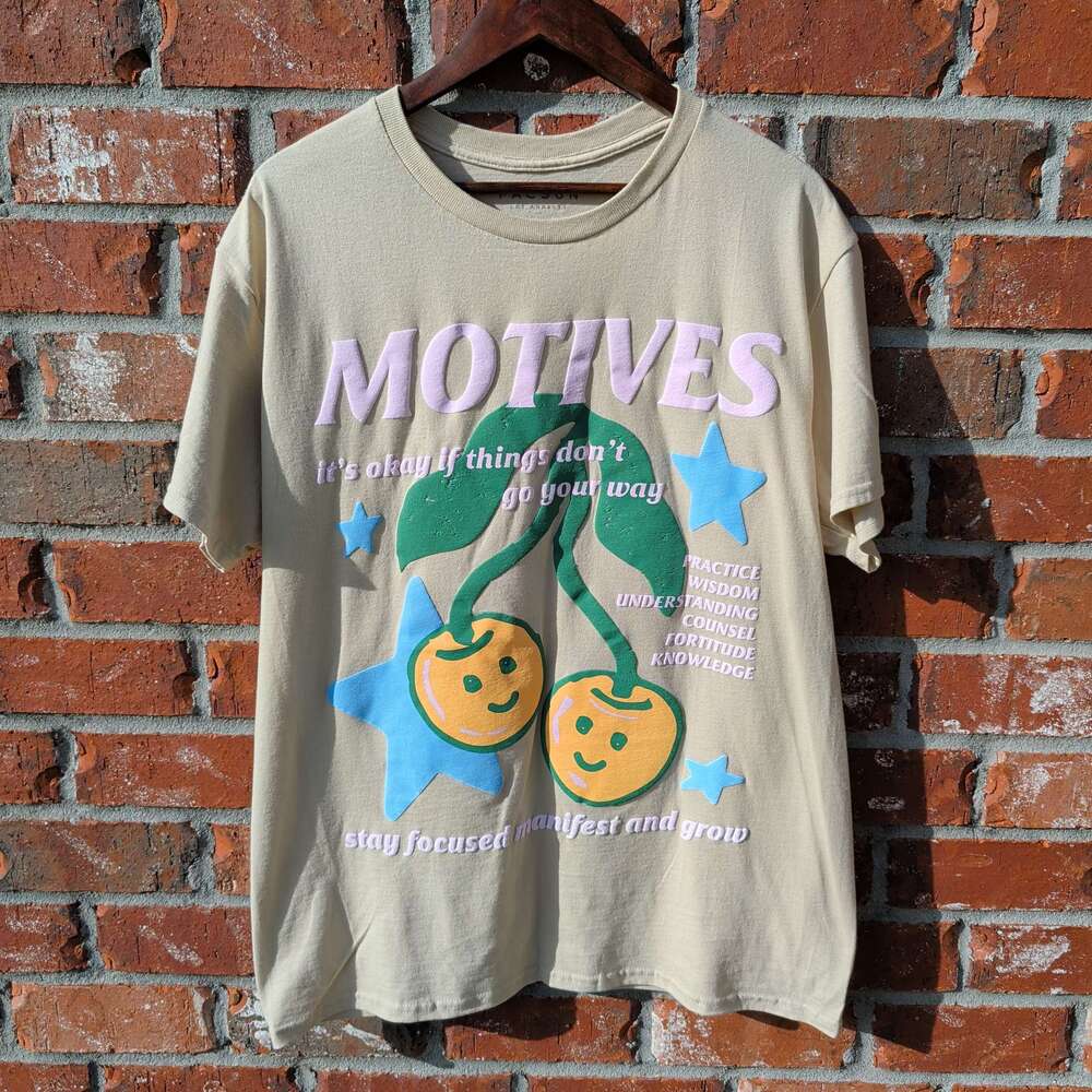 PacSun Motives Graphic T-Shirt Mens M Tan Manifest Star Print Tee